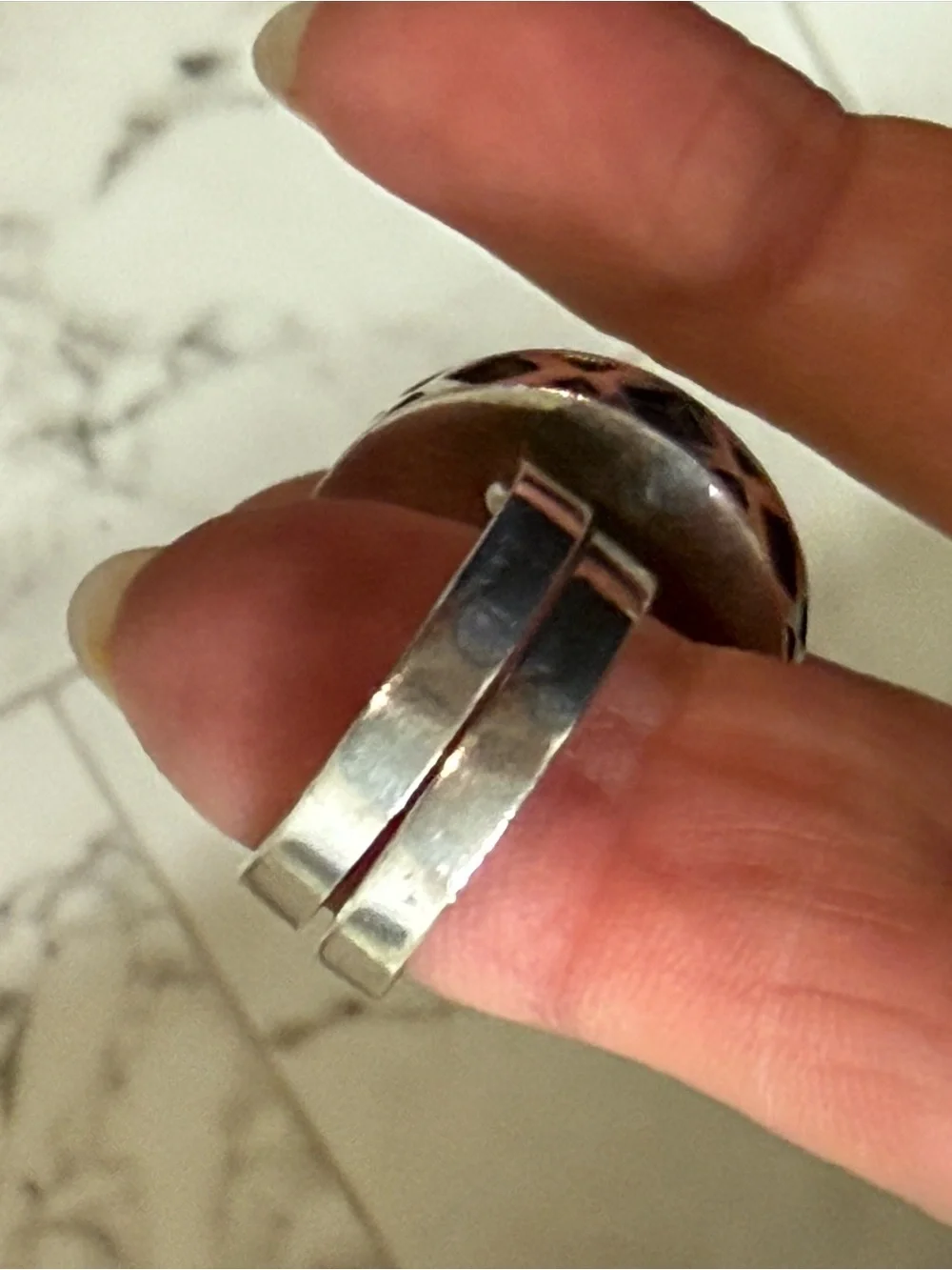 Sterling Silver 925 Chunky Ring Size 7 Brown Faceted Stone
